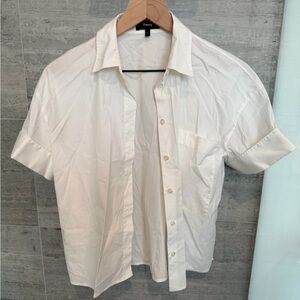 Theory Crisp White Short-Sleeve Button-Down – Petite